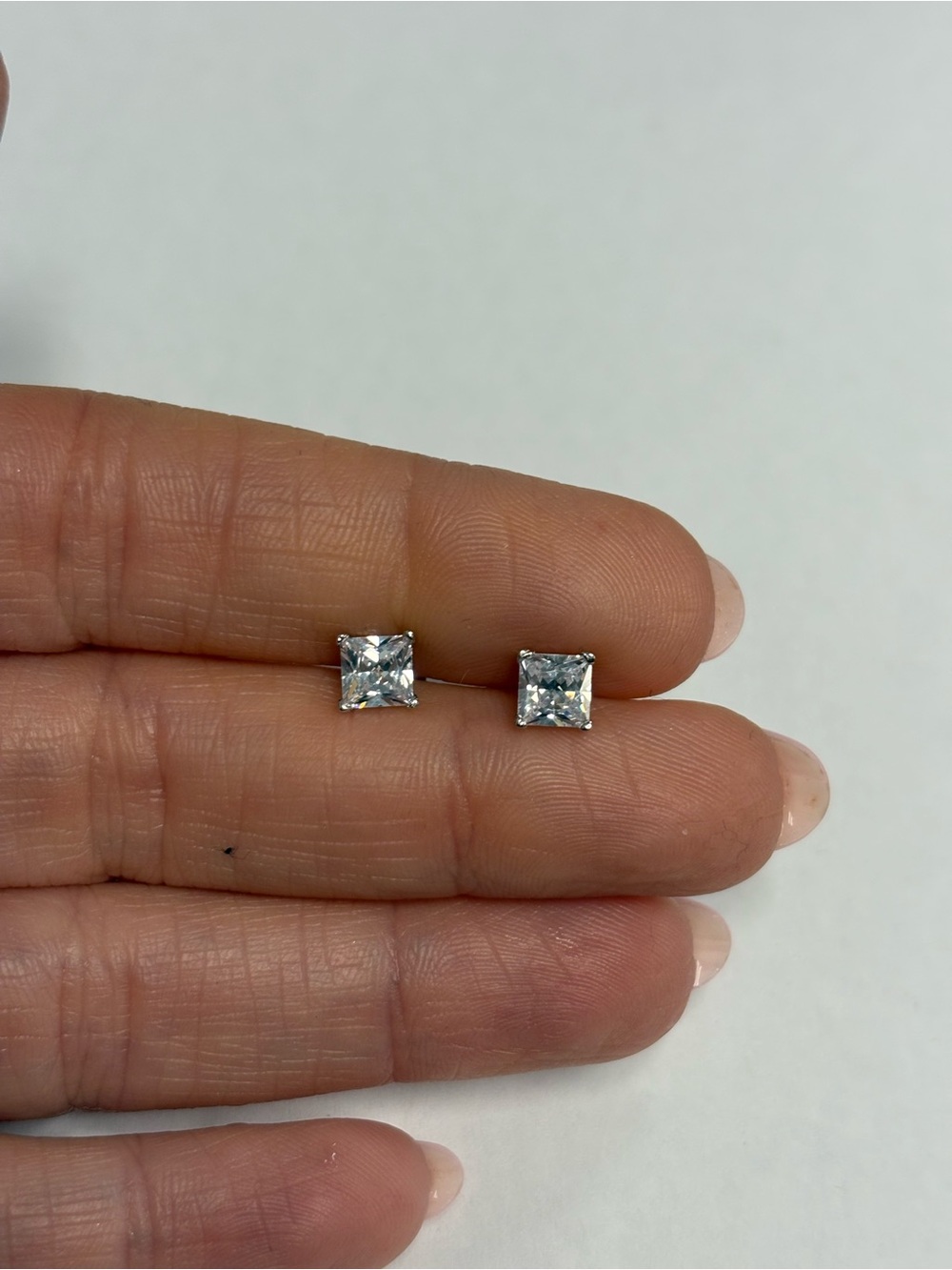 Suzy Levian Square White CZ Sterling Silver Stud Earrings NWT